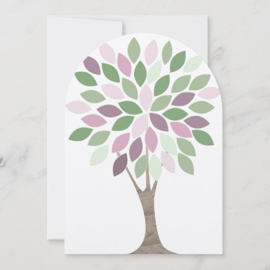 Groene Paarse moderne boom Chrysanthemum Wedding Kaart (Achterkant)