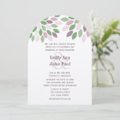 Groene Paarse moderne boom Chrysanthemum Wedding Kaart (Staand voorkant)