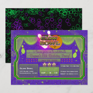 Groene & Paarse Neon Kleur GLOW KOM Verjaardagsfee Kaart
