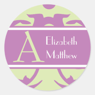 Groene Paarse Pas Laatste en Voornaam Sticker aan
