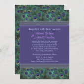 Groene paarse Pauwveren Trouw Uitnodiging (Voorkant / Achterkant)