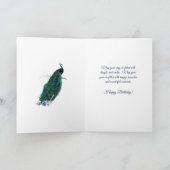  Groene Paarse Peacock Waterverf Birthday Kaart (Binnen)