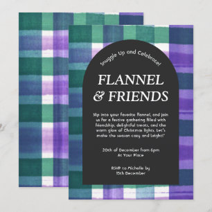 Groene Paarse Plaid Flannel & Friends Kerst Kaart