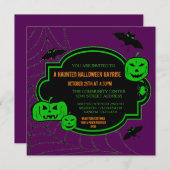 Groene/Paarse pompoenen met omhulling - Halloween  Kaart (Voorkant / Achterkant)