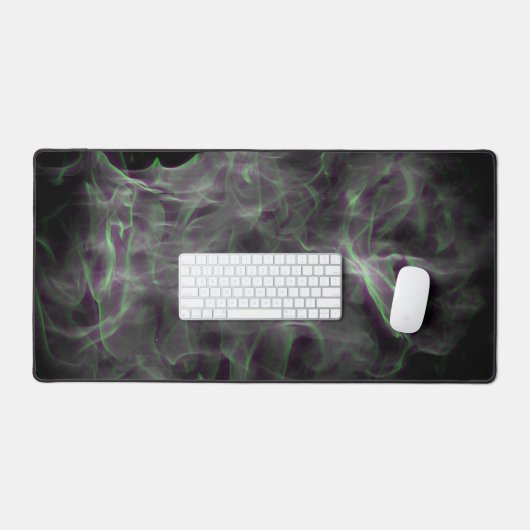 Groene Paarse Rook en Vlammen Abstracte Kunstmat Bureaumat (Keyboard & Muis)