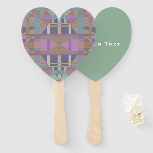 Groene Paarse roze geometrische set ventilatoren Handwaaier (Voorkant en achterkant)