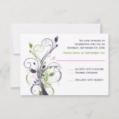 Groene Paarse Roze Witte Bloem RSVP Kaart (Achterkant)