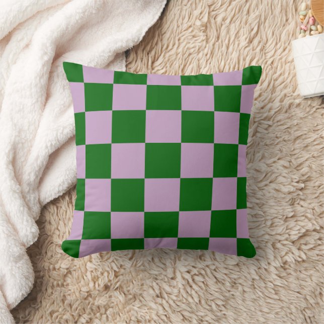 Groene Paarse Schaakbord Kussen (Deken)