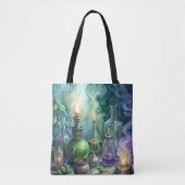 GROENE & PAARSE SMOKEY SPOOKY DRANKFLESSEN TOTE BAG (Voorkant)