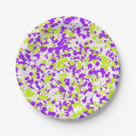 Groene Paarse spetterende verf Papieren Bordje