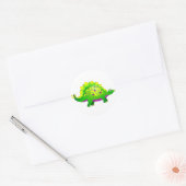 Groene & Paarse Spiky Dinosaurus Ronde Sticker (Envelop)