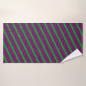 Groene & Paarse Strepen Glitter Badhanddoek (Badhanddoek)