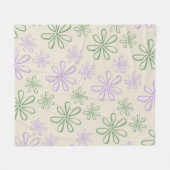 Groene Paarse tropische bloemenbotanische zomer Fleece Deken (Voorkant (Horizontaal))