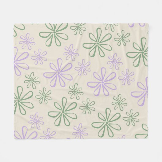 Groene Paarse tropische bloemenbotanische zomer Fleece Deken (Voorkant (Horizontaal))
