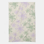 Groene Paarse tropische bloemenbotanische zomer Theedoek (Verticaal)