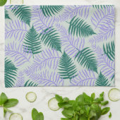Groene Paarse tropische varen Botanische Lente Zom Theedoek (Gevouwen)