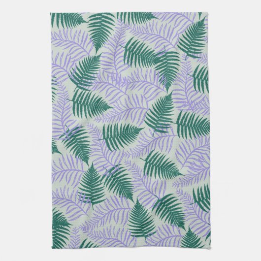 Groene Paarse tropische varen Botanische Lente Zom Theedoek (Verticaal)