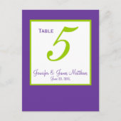 Groene Paarse Trouwtafel Nummer Kaarten (Voorkant)