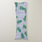 Groene Paarse varen bladeren retro jaren 70 bloeme Lichaamskussen (Voorkant Verticaal)