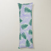 Groene Paarse varen bladeren retro jaren 70 bloeme Lichaamskussen (Achterkant (Verticaal))