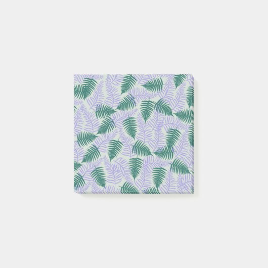 Groene Paarse varen bladeren retro jaren 70 bloeme Post-it® Notes (Voorkant)