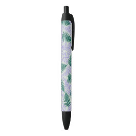 Groene Paarse varen bladeren retro jaren 70 bloeme Zwarte Inkt Pen