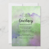 Groene Paarse Waterverf Bat Mitzvah Uitnodigingen (Voorkant)