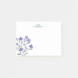Groene Paarse Waterverf Blooms Monogram Post-it® Notes
