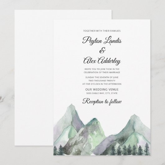 Groene Paarse Waterverf Buurt Invite Kaart (Voorkant / Achterkant)