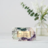 Groene Paarse Waterverf en goudolie Visitekaartje (Staand voorkant)