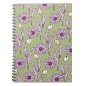 Groene Paarse Wildflower Boho Modern Floral Design Notitieboek (Voorkant)