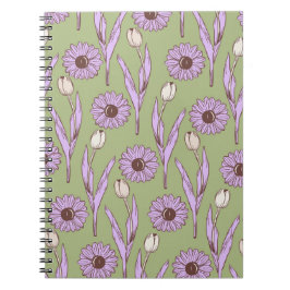 Groene Paarse Wildflower Boho Modern Floral Design Notitieboek