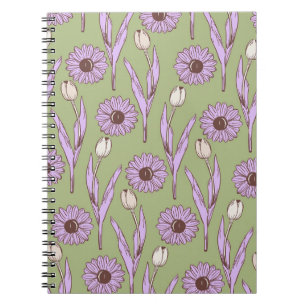 Groene Paarse Wildflower Boho Modern Floral Design Notitieboek