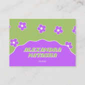 Groene Paarse Y2K Bloem Handgemaakte Kleding Visitekaartje (Voorkant)