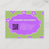 Groene Paarse Y2K Bloem Handgemaakte Kleding Visitekaartje (Achterkant)