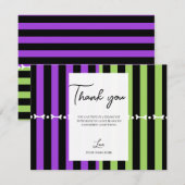 Groene Paarse & Zwarte Halloween Streep Dank u Kaart (Voorkant / Achterkant)