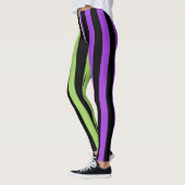 Groene Paarse & Zwarte Halloween Streep Leggings (Links)
