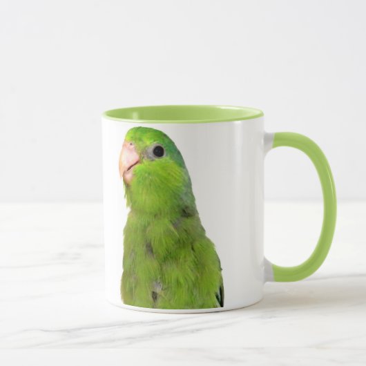 Groene Pacifische Parrotlet Bird 11 oz ringer cup Mok (Rechts)