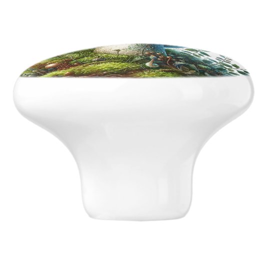 Groene paddenstoel in het bos keramische knop (Zijkant)