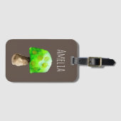 Groene paddenstoel waterverf schattige schimmels bagagelabel (Voorkant (horizontaal))