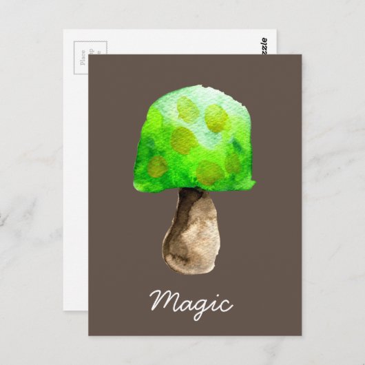 Groene paddenstoel waterverf schattige schimmels briefkaart (Voorkant / Achterkant)
