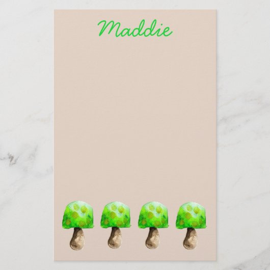 Groene paddenstoel waterverf schattige schimmels briefpapier (Voorkant)