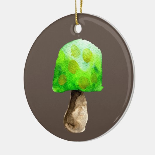 Groene paddenstoel waterverf schattige schimmels keramisch ornament (Links)