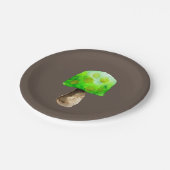 Groene paddenstoel waterverf schattige schimmels papieren bordje (Gekanteld)