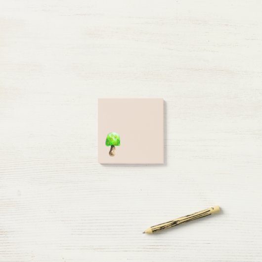 Groene paddenstoel waterverf schattige schimmels post-it® notes (Op bureau)
