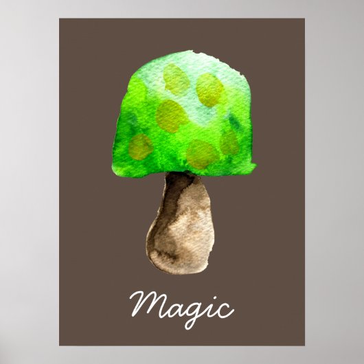 Groene paddenstoel waterverf schattige schimmels poster (Voorkant)