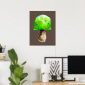 Groene paddenstoel waterverf schattige schimmels poster (Thuiskantoor)