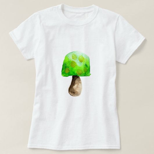 Groene paddenstoel waterverf schattige schimmels t-shirt (Design voorkant)