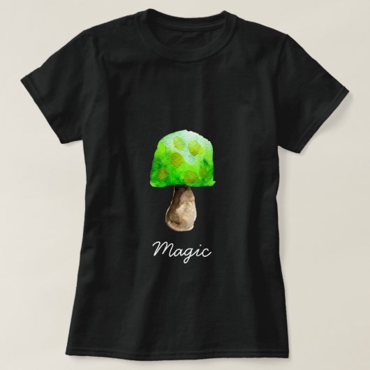 Groene paddenstoel waterverf schattige schimmels t-shirt (Design voorkant)
