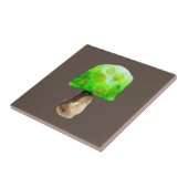 Groene paddenstoel waterverf schattige schimmels tegeltje (Zijkant)